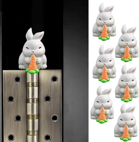Cute Mini Creative The Little Rabbit Eating Radish Hinge Heads Decorative Topper Set 6PCS, Home Decoration,Magnetic Hinge Head Toppers Door Hinge in Saudi Arabia