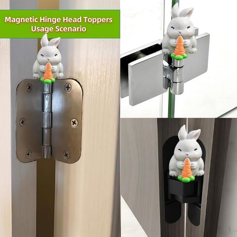 Cute Mini Creative The Little Rabbit Eating Radish Hinge Heads Decorative Topper Set 6PCS, Home Decoration,Magnetic Hinge Head Toppers Door Hinge in Saudi Arabia