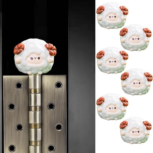 Cute Mini Creative Lamb,Sheep Hinge Heads Decorative Topper Set 6PCS, Home Decoration,Magnetic Hinge Head Toppers Door Hinge in Saudi Arabia