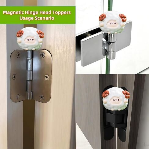 Cute Mini Creative Lamb,Sheep Hinge Heads Decorative Topper Set 6PCS, Home Decoration,Magnetic Hinge Head Toppers Door Hinge in Saudi Arabia