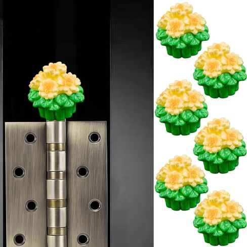 Cute Mini Creative Potted Small Yellow Flowers Hinge Heads Decorative Topper Set 6PCS, Home Decoration,Magnetic Hinge Head Toppers Door Hinge in Saudi Arabia