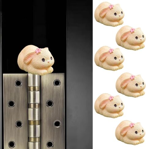 Cute Mini Creative Beige Rabbit Hinge Heads Decorative Topper Set 6PCS, Home Decoration,Magnetic Hinge Head Toppers Door Hinge in Saudi Arabia