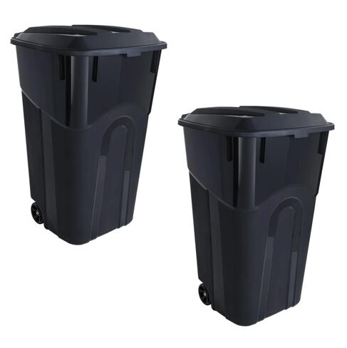 2 PCS 32 Gallon Heavy Duty Plastic Garbage Cans Trash Cans Rubbish Bin With Attached Lid 2 Built In Rugged Wheels Easy Grip Handle Click Lock Lid Design Perfect For Both Indoor Or Outdoor Use in Saudi Arabia