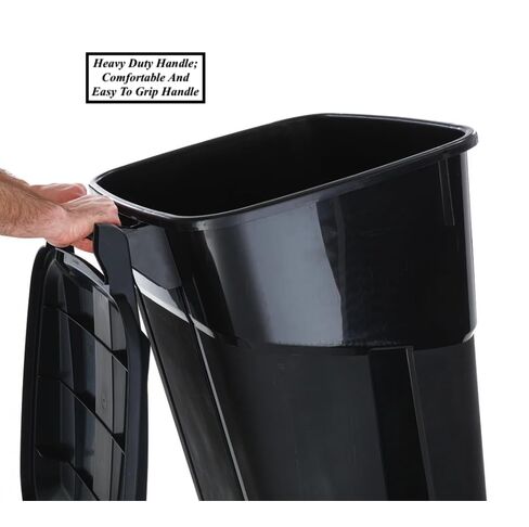 2 PCS 32 Gallon Heavy Duty Plastic Garbage Cans Trash Cans Rubbish Bin With Attached Lid 2 Built In Rugged Wheels Easy Grip Handle Click Lock Lid Design Perfect For Both Indoor Or Outdoor Use in Saudi Arabia