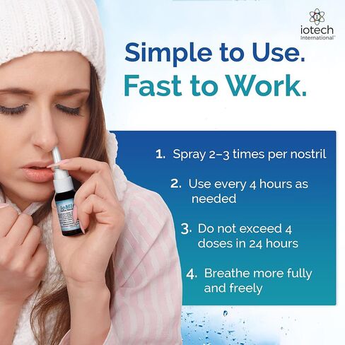 Iotech International ioMist Xylitol Saline Spray الأنف مع اليود الجزيئي - شطف الأنف الطبيعي وتخفيف الاحتقان للبالغين والأطفال 6+ - تطهير الجيوب الأنفية الخالي من المخدرات ودعم الحساسية - 1 أونصة سائلة in Kuwait