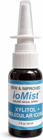 Iotech International ioMist Xylitol Saline Spray الأنف مع اليود الجزيئي - شطف الأنف الطبيعي وتخفيف الاحتقان للبالغين والأطفال 6+ - تطهير الجيوب الأنفية الخالي من المخدرات ودعم الحساسية - 1 أونصة سائلة in Kuwait