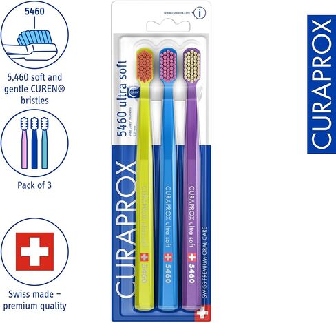 فرشاة أسنان كورابروكس CS 5460 فائقة النعومة – العناية بالأسنان واللثة للبالغين | شعيرات كيورين® فائقة النعومة للتنظيف اللطيف | أزرق-أرجواني، عبوة واحدة in Kuwait