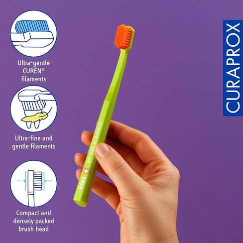 فرشاة أسنان كورابروكس CS 5460 فائقة النعومة – العناية بالأسنان واللثة للبالغين | شعيرات كيورين® فائقة النعومة للتنظيف اللطيف | أزرق-أرجواني، عبوة واحدة in Kuwait