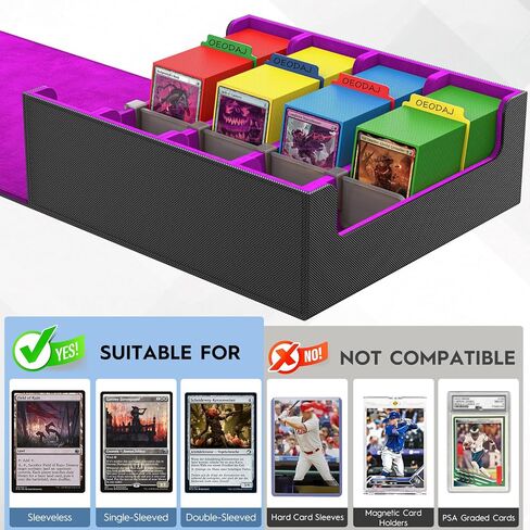 Trading Card Storage Box, 3200+ MTG Card Storage, 4 Row TCG Card Organizer Box with 24 Colorful Dividers and 4 Stands, Bulk PKM Storage, Deck Case Holder Fits for YuGiOh, Game Cards (Black & Gray) in Saudi Arabia