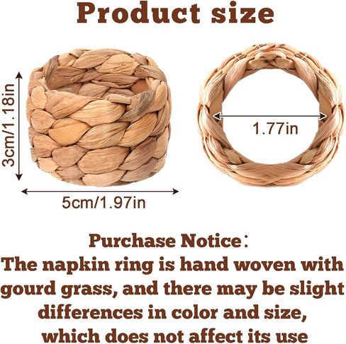 Yolyoo Woven Napkin Rings Set of 12 Water Hyacinth Napkin Rings Natural Rattan Napkin Ring for Thanksgiving Christmas Boho Wedding Farmhouse Dining Table Decor in Saudi Arabia