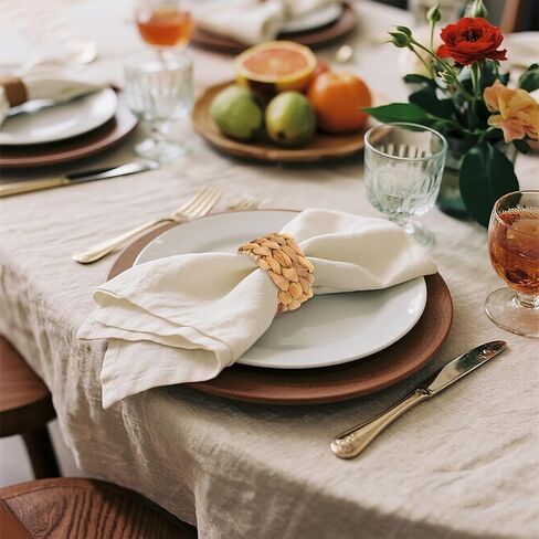 Yolyoo Woven Napkin Rings Set of 12 Water Hyacinth Napkin Rings Natural Rattan Napkin Ring for Thanksgiving Christmas Boho Wedding Farmhouse Dining Table Decor in Saudi Arabia
