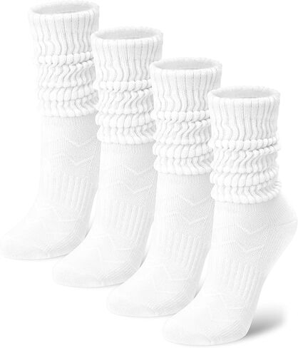 جوارب iCamter الرياضية المترهلة للنساء، 4 أزواج من الجوارب الطويلة المتماسكة من القطن الناعم على شكل أنبوب ربلة الساق in Kuwait