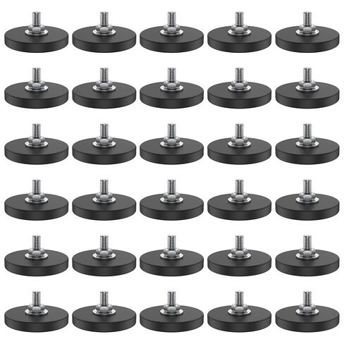 6 عبوات من المغناطيس المطلي بالمطاط 1.69 بوصة قاعدة مغناطيسية مع M6 مترابطة شديدة التحمل من الأرض النادرة المستديرة المضادة للخدش مغناطيس النيوديميوم يتصاعد لشريط أضواء الصخور أداة تثبيت الكاميرا in Kuwait