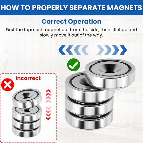 20 قطعة من مغناطيسات أقراص النيوديميوم مع فتحات، مغناطيسات أرضية نادرة قوية بوزن 18 رطلاً مع براغي لتعليق المطبخ، وتخزين الأدوات، والتركيب على الحائط (0.63 × 0.19 بوصة) in Kuwait