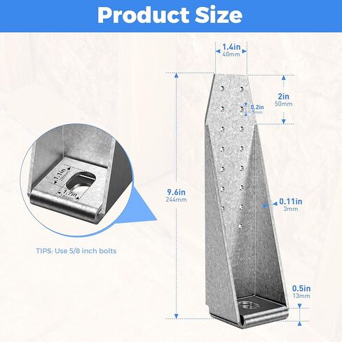 8 Pcs Holdown Shearwall Attachment - 3mm (11 Gauge) Thick Steel, Hot-Dip Galvanized Lateral Tension Ties, 16 Pre-Drilled Holes Bolted Holdown, Deck Tension Tie Kit for Wood Deck or Light Steel House in Kuwait