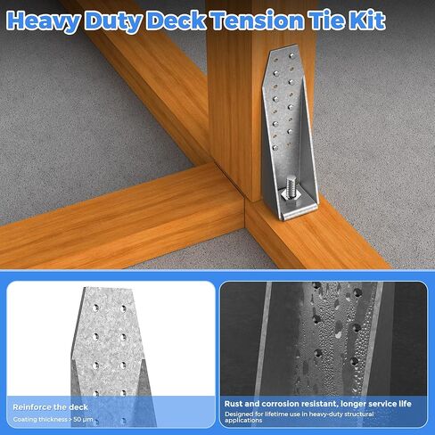 8 Pcs Holdown Shearwall Attachment - 3mm (11 Gauge) Thick Steel, Hot-Dip Galvanized Lateral Tension Ties, 16 Pre-Drilled Holes Bolted Holdown, Deck Tension Tie Kit for Wood Deck or Light Steel House in Kuwait