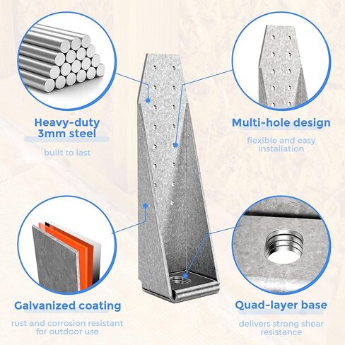 8 Pcs Holdown Shearwall Attachment - 3mm (11 Gauge) Thick Steel, Hot-Dip Galvanized Lateral Tension Ties, 16 Pre-Drilled Holes Bolted Holdown, Deck Tension Tie Kit for Wood Deck or Light Steel House in Kuwait