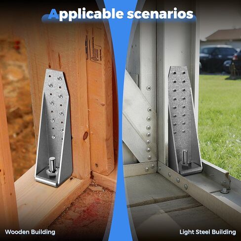 8 Pcs Holdown Shearwall Attachment - 3mm (11 Gauge) Thick Steel, Hot-Dip Galvanized Lateral Tension Ties, 16 Pre-Drilled Holes Bolted Holdown, Deck Tension Tie Kit for Wood Deck or Light Steel House in Kuwait