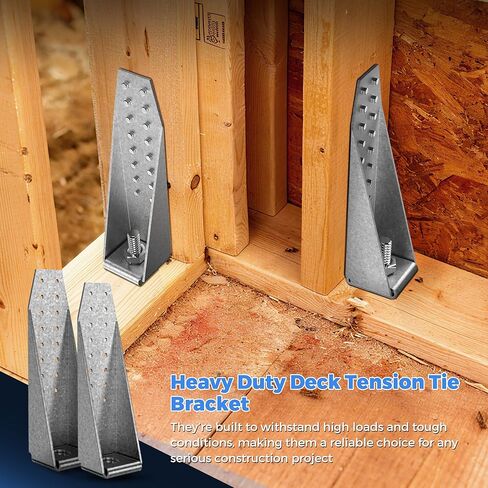 8 Pcs Holdown Shearwall Attachment - 3mm (11 Gauge) Thick Steel, Hot-Dip Galvanized Lateral Tension Ties, 16 Pre-Drilled Holes Bolted Holdown, Deck Tension Tie Kit for Wood Deck or Light Steel House in Kuwait