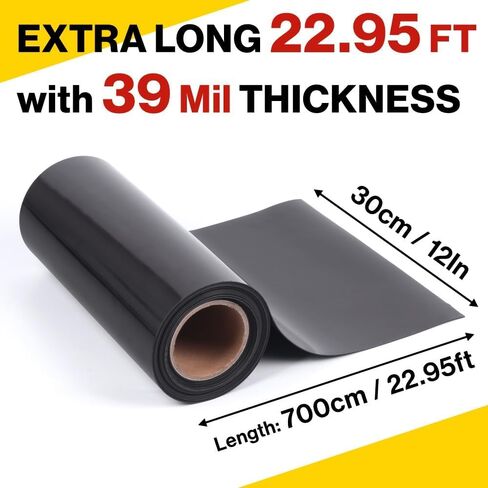 Japard ورقة مغناطيسية لفة 22ft × 12 بوصة غير لاصقة 39.3 مل مغناطيس مرن سميك للمركبات علامات السيارات الحرفية يموت قطع باب المرآب الديكور رسالة سوداء in Kuwait