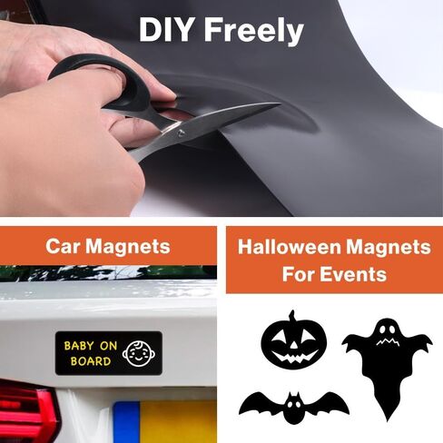 Japard ورقة مغناطيسية لفة 22ft × 12 بوصة غير لاصقة 39.3 مل مغناطيس مرن سميك للمركبات علامات السيارات الحرفية يموت قطع باب المرآب الديكور رسالة سوداء in Kuwait