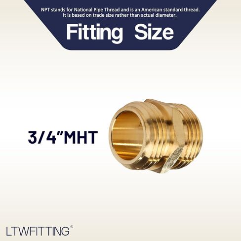 LTWFITTING 3/4" MHT x 3/4" MHT محول خرطوم نحاسي، تركيب خرطوم حديقة نحاسي (عبوة من 2) in Saudi Arabia