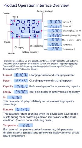 DC10-110V الفولتميتر كولوم متر الجهد فاحص/ مختبر التيار الكهربائي شحن البطارية والتفريغ حماية مؤشر قدرة البطارية in Saudi Arabia