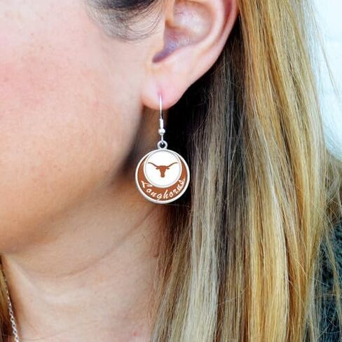 Texas Longhorns Stacked Disk Earrings Jewelry Gift Licensed UT in Saudi Arabia