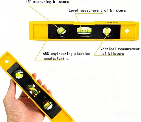 9 Inch Torpedo Level, Lelwoy Magnetic Box Level with 45°/90°/180°Bubbles, Shock Resistant Tool for Measuring-1 Pack (Yellow) in Saudi Arabia