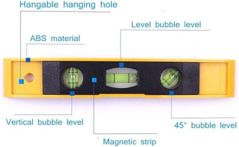 9 Inch Torpedo Level, Lelwoy Magnetic Box Level with 45°/90°/180°Bubbles, Shock Resistant Tool for Measuring-1 Pack (Yellow) in Saudi Arabia
