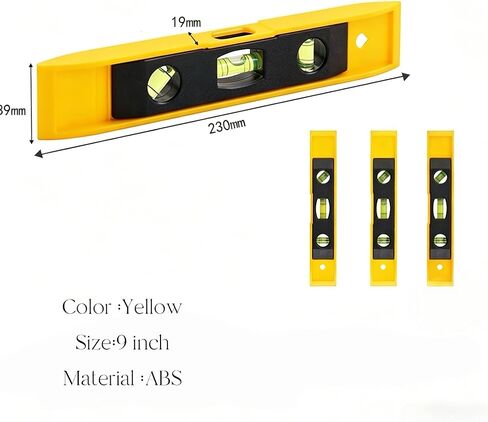 9 Inch Torpedo Level, Lelwoy Magnetic Box Level with 45°/90°/180°Bubbles, Shock Resistant Tool for Measuring-1 Pack (Yellow) in Saudi Arabia