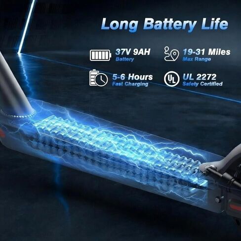 KEQ Electric Scooter Adults with Dual Suspension 10" Solid Tires Max 22Mph 500W Motor 30 Miles Range Dual Braking System Portable & Foldable E Scooter for Commuting Travel and Campus Use in Kuwait