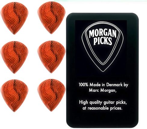 6 Morgan Picks MM1 Plectrums - high precision premium picks - Medium Size Guitar Picks - Guitar Picks with Strong Grip & Clear Response - Guitar Pick for Precise Playing - Red/Black - Made in Denmark in Saudi Arabia