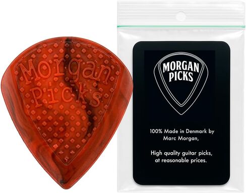 6 Morgan Picks MM1 Plectrums - high precision premium picks - Medium Size Guitar Picks - Guitar Picks with Strong Grip & Clear Response - Guitar Pick for Precise Playing - Red/Black - Made in Denmark in Saudi Arabia