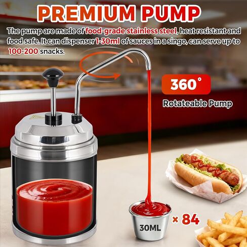 موزع جبن ناتشو مع مضخة غير قابلة للصدأ، 2.6 لتر، موزع مضخة الجبن، موزع حلوى ساخنة من الفولاذ المقاوم للصدأ، أكثر دفئًا لصلصة الجبن، حلوى زبدة الفول السوداني، الكراميل in Kuwait