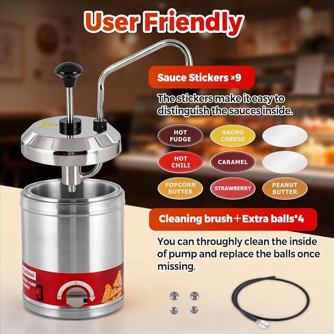 موزع جبن ناتشو مع مضخة غير قابلة للصدأ، 2.6 لتر، موزع مضخة الجبن، موزع حلوى ساخنة من الفولاذ المقاوم للصدأ، أكثر دفئًا لصلصة الجبن، حلوى زبدة الفول السوداني، الكراميل in Kuwait
