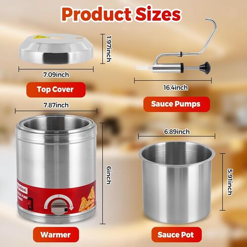 موزع جبن ناتشو مع مضخة غير قابلة للصدأ، 2.6 لتر، موزع مضخة الجبن، موزع حلوى ساخنة من الفولاذ المقاوم للصدأ، أكثر دفئًا لصلصة الجبن، حلوى زبدة الفول السوداني، الكراميل in Kuwait