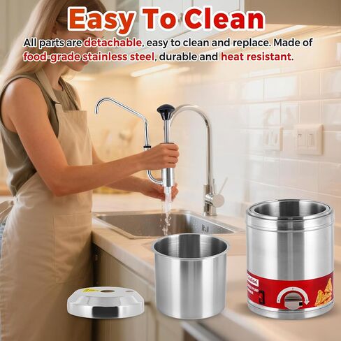 موزع جبن ناتشو مع مضخة غير قابلة للصدأ، 2.6 لتر، موزع مضخة الجبن، موزع حلوى ساخنة من الفولاذ المقاوم للصدأ، أكثر دفئًا لصلصة الجبن، حلوى زبدة الفول السوداني، الكراميل in Kuwait