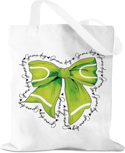 Bow Basketball Soccer Softball Tennis Volleyball Football Canvas Tote Bag Gifts for Women Reusable Grocery Bags in Saudi Arabia