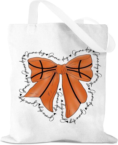 Bow Basketball Soccer Softball Tennis Volleyball Football Canvas Tote Bag Gifts for Women Reusable Grocery Bags in Saudi Arabia