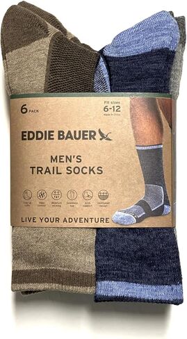 Eddie Bauer Men's Trail Socks - 6-Pack Sizes 6-12 in Saudi Arabia