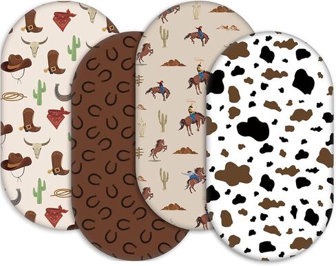 4 Pcs Western Cowboy Bassinet Sheets 32'' x 16'' x 3.9'' Baby Bassinet Sheets for Standard Toddler Bassinet Mattress Soft Breathable Sheets for Boys Baby Gifts in Saudi Arabia