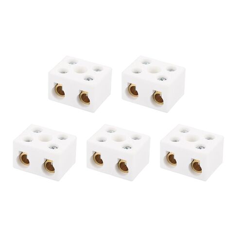 MECCANIXITY 2 Pcs 2 Way Ceramics Terminal Blocks, 60A 110V-600V High Temp Porcelain Ceramic Electrical Connectors with Brass Conductors 38x31x23 mm for Electric Wire Cable in Saudi Arabia
