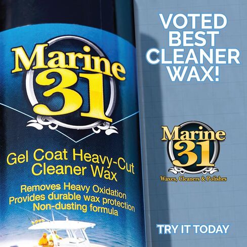 Marine 31 Gel Coat Heavy-Cut Cleaner Wax | Liquid Oxidation Remover for Painted & Coated Boat Surfaces | Restores Shine & Smooth Finish | M31-241 | 32oz in Kuwait