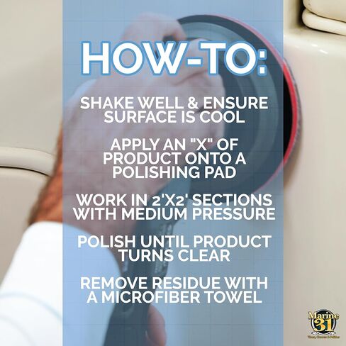 Marine 31 Gel Coat Heavy-Cut Cleaner Wax | Liquid Oxidation Remover for Painted & Coated Boat Surfaces | Restores Shine & Smooth Finish | M31-241 | 32oz in Kuwait