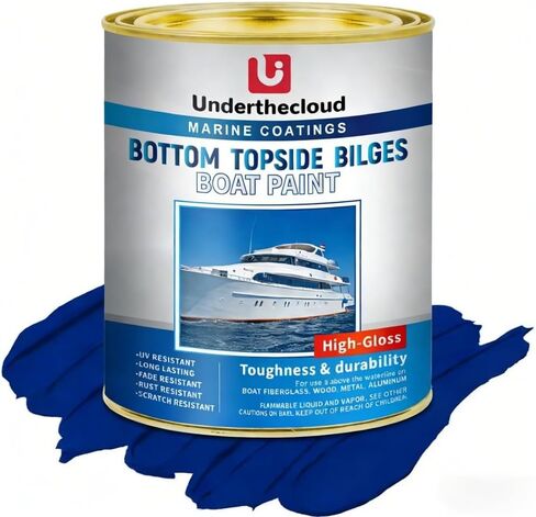 Boat Paint 35 Oz Gloss Marine Boat Topside Bottom Marine Coating Topside Enamel Paint for Boats, Wood, Fiberglass, Aluminum, Metals, Oil-Based Epoxy Blue in Kuwait