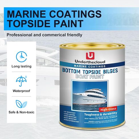 Boat Paint 35 Oz Gloss Marine Boat Topside Bottom Marine Coating Topside Enamel Paint for Boats, Wood, Fiberglass, Aluminum, Metals, Oil-Based Epoxy Blue in Kuwait