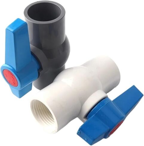 4 قطع 20-40 ملم 1/2"-1 1/4" أنثى خيط أبيض من PVC صمام الكرة الأرضية لري الحديقة وأنابيب المياه موصل توريد تركيبات مشتركة (1.2 بوصة أنثى، رمادي) in Kuwait