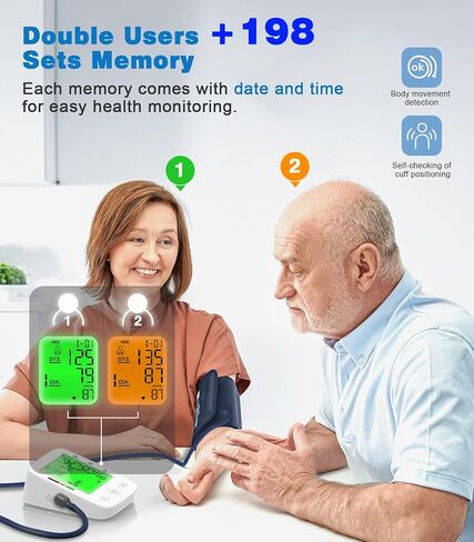 جهاز قياس ضغط الدم التلقائي من أعلى الذراع للاستخدام المنزلي، ذاكرة 2 × 199، شاشة LCD كبيرة بإضاءة خلفية، سوار قابل للتعديل (9-17 بوصة)، محمول مع USB وطاقة البطارية، أجهزة مراقبة ضغط الدم للاستخدام المنزلي in Saudi Arabia