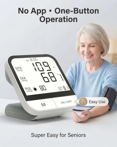 Arm Blood Pressure Monitor No App, 4.5" Large Screen, Extra Large Cuff 23-47cm, Voice Broadcast, Upper Arm BP Machine for Seniors Home Use in Saudi Arabia